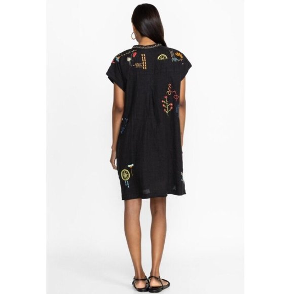 Johnny Was Lemona Dress Floral Embroidery Linen Natural Button Front White NEW - Picture 10 of 10